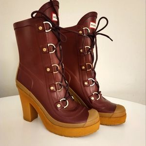 Hunter GABBY Rubber Waterproof Heeled Rain Boots Sz 8